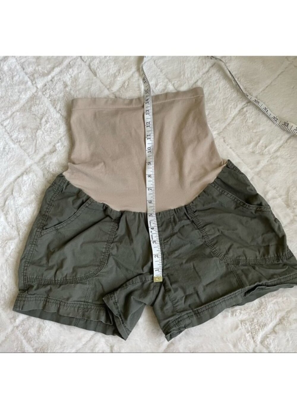Motherhood Maternity | Olive Green Cargo Shorts With Panel | Size Small - Picture 9 of 9
